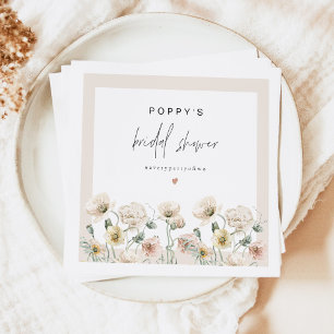 Guardanapo De Papel Chá de Noiva Flor Silvestre Pastel Rústico POPPY