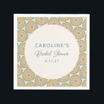 Guardanapo De Papel Chá de Noiva Floral Amarelo Retro Boho Personaliza<br><div class="desc">Guardanapos de Chá de Noiva Floral Amarelo Retro Boho Mandala Personalizados</div>