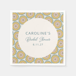 Guardanapo De Papel Chá de Noiva Floral Amarelo Retro Boho Personaliza