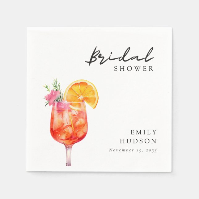 Guardanapo De Papel Chá de Noiva Floral Aperol Spritz (Frente)