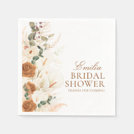 Guardanapo De Papel Chá de Noiva Floral Boho Terracota Brilhante