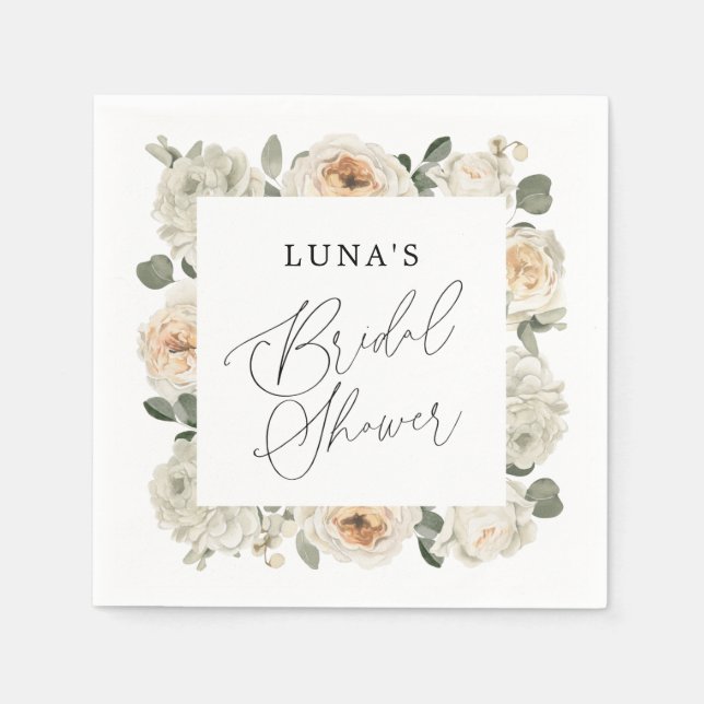 Guardanapo De Papel Chá de Noiva floral branco (Frente)