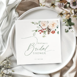 Guardanapo De Papel Chá de Noiva Floral Festivo de Inverno 