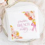 Guardanapo De Papel Chá de Noiva Floral Rosa e Laranja<br><div class="desc">Guardanapos para Chá de Noiva de Brunch Floral e Bubbly em um tema de cores vibrantes rosa e laranja</div>