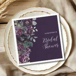 Guardanapo De Papel Chá de Noiva Floral Roxo Sombrio