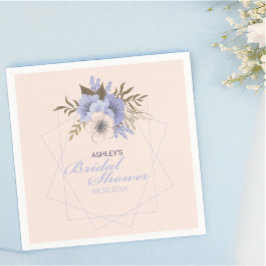 Guardanapo De Papel Chá de Noiva Geométrico Pastel de Violetas e Rosas