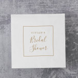 Guardanapo De Papel Chá de Noiva Minimalista Dourado<br><div class="desc">Esses guardanapos para chá de noiva minimalista dourado são perfeitos para um chá de noiva simples. O design romântico moderno apresenta tipografia clássica dourada e branca combinada com uma caligrafia rústica, porém elegante, com estilo de letra à mão vintage. Personalizável em qualquer cor. Mantenha o design simples e elegante, como...</div>
