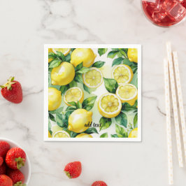 Guardanapo De Papel Chá de noiva moderno em azul limão floral script