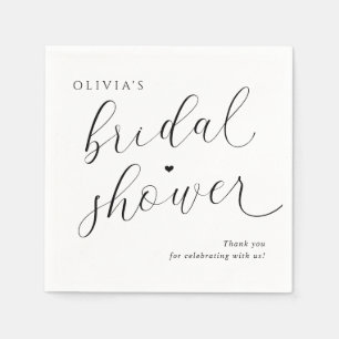 Guardanapo De Papel Chá de Noiva Moderno Preto e Branco Elegante