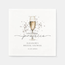 Guardanapo De Papel Chá de Noiva Pérolas Aquareladas & Prosecco