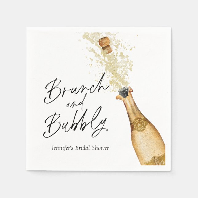 Guardanapo De Papel Chá de Noiva Personalizado Brunch e Bubbly (Frente)