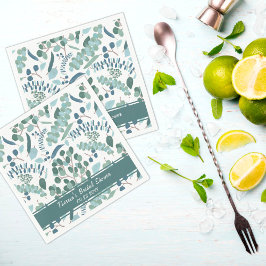 Guardanapo De Papel Chá de Noiva Personalizado com Elegância Verde