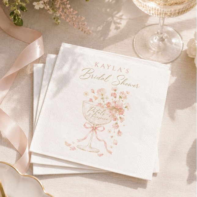 Guardanapo De Papel Chá de Noiva Pétalas & Prosecco (Criador carregado)