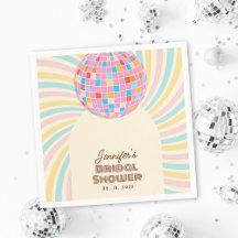 Chá de Noiva Retro Rosa Bola de Disco Groovy Boho