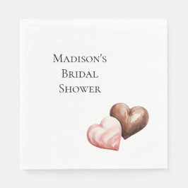 Guardanapo De Papel Chá de Noiva Romântico com Coração de Morango e Ch