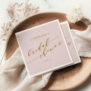 Guardanapo De Papel Chá de Noiva Rosa Elegante Minimalista Personaliza