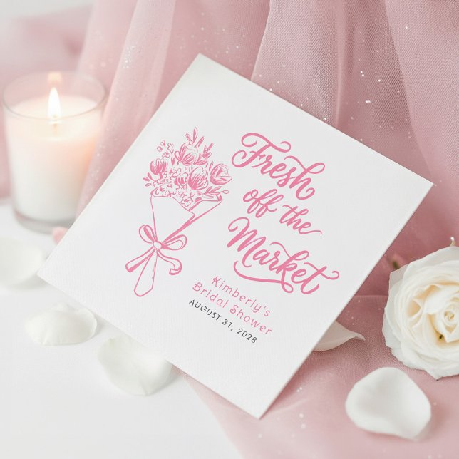Guardanapo De Papel Chá de Noiva Rosa Fresco do Mercado (Pink Bridal Shower Napkins Fresh Off The Market)