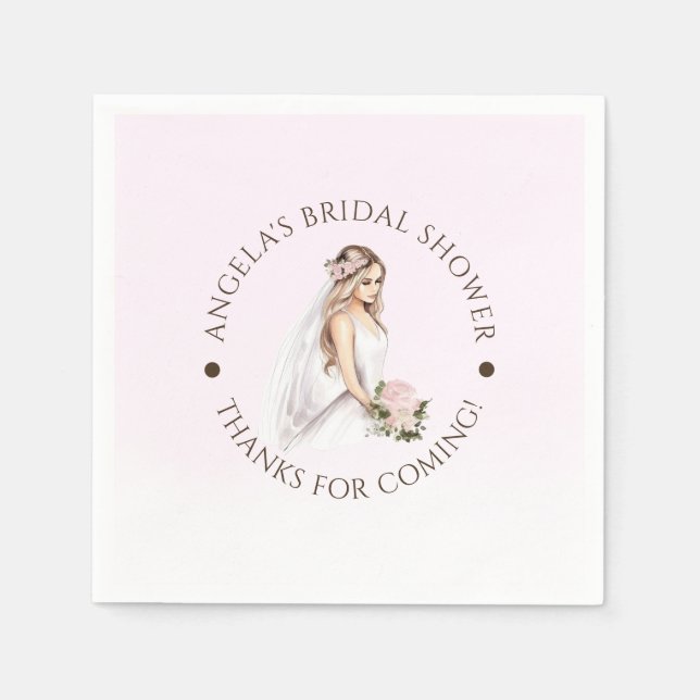 Guardanapo De Papel Chá de Noiva Rosa Ternura Elegante para Noiva (Frente)
