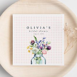 Guardanapo De Papel Chá de Noiva Rústico com Jarrão de Flores Silvestr