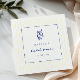 Guardanapo De Papel Chá de Noiva Simples Azul e Amarelo de Doodle de L