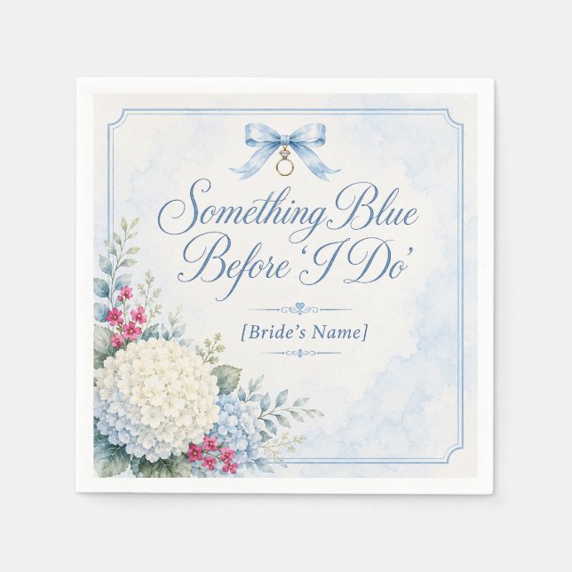 Guardanapo De Papel Chá de Noiva Something Blue | Hortênsia Azul (Frente)