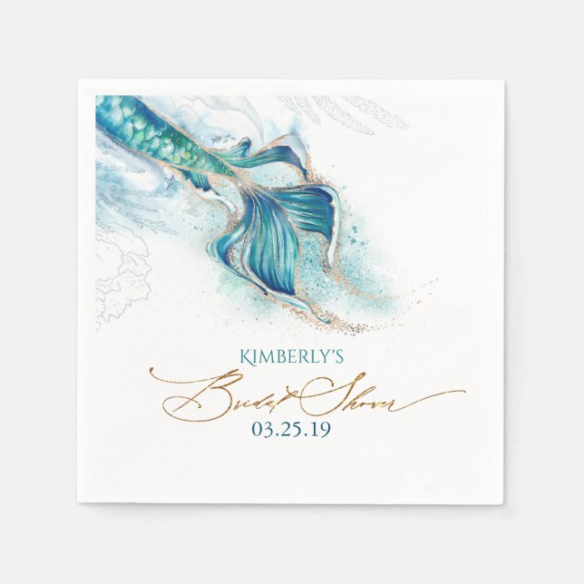 Guardanapo De Papel Chá de Noiva Temático Sereia do Mar (Frente)