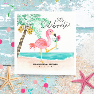 Guardanapo De Papel Chá de Noiva Tropical Coquetel Praia Flamingo