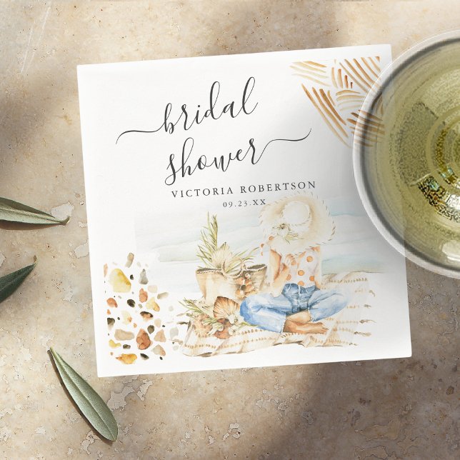 Guardanapo De Papel Chá de Noiva Tropical de Praia (Criador carregado)