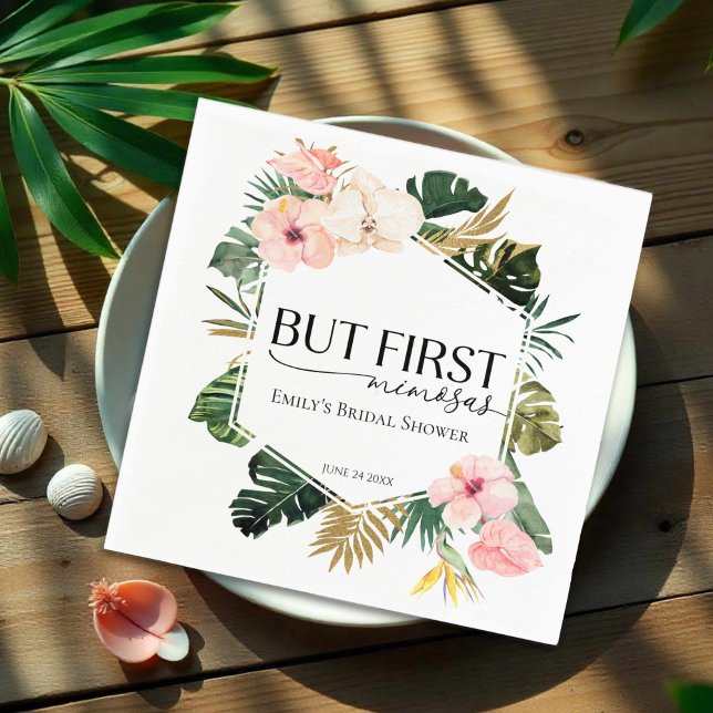 Guardanapo De Papel Chá de Noiva Tropical Floral, Primeiro Mimosa (Criador carregado)
