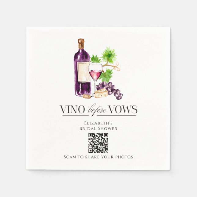 Guardanapo De Papel Chá de Noiva Vino Before Vows Compartilhamento de  (Frente)