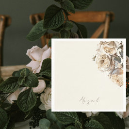 Guardanapo De Papel Chá de Nome Personalizado de Rosas Brancas Secas