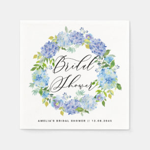 Guardanapo De Papel Chá de panela azul da grinalda dos Hydrangeas da