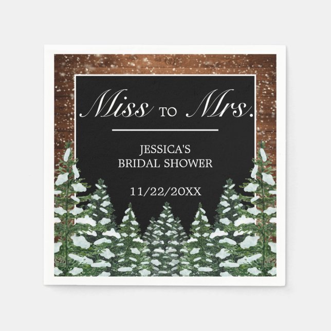 Guardanapo De Papel Chá de panela Black Snowy Wood & Forest para Sra. (Frente)