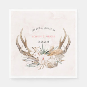 Guardanapo De Papel Chá de panela Boho Deer Antlers e Florals
