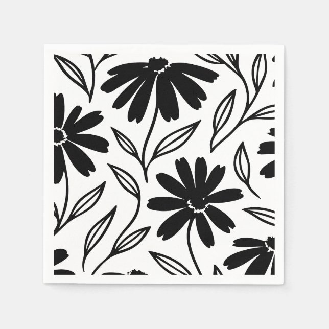 Guardanapo De Papel Chá de panela Boho do Black Ink Daisies (Frente)