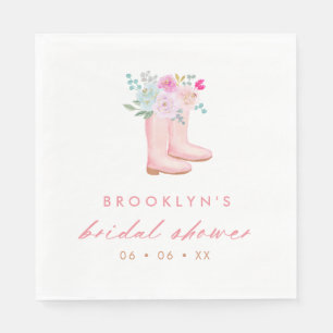 Guardanapo De Papel Chá de panela bonito de botas e flores cor-de-rosa