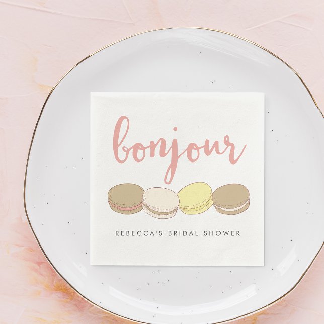 Guardanapo De Papel Chá de panela Bonjour French Macarons (Criador carregado)
