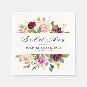 Guardanapo De Papel Chá de panela Botânico Rosa-Rosa Pregado de Plum