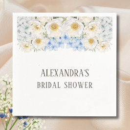 Guardanapo De Papel Chá de panela Branco Floral Azul Hydrangea Garden