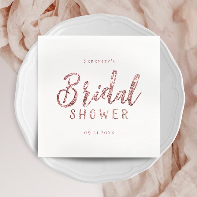 Guardanapo De Papel Chá de panela brilhante rosa dourado personalizado (Customized sparkle rose gold glitter bridal shower napkins)