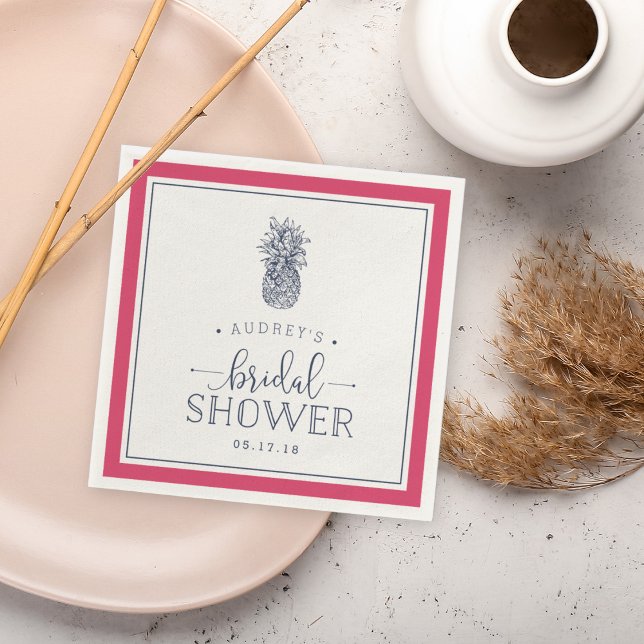 Guardanapo De Papel Chá de panela de abacaxi rosa e Marinho (Criador carregado)