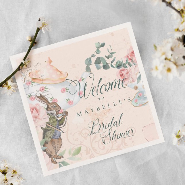 Guardanapo De Papel Chá de panela De Boas-Vindas Alice No País Das Mar (Welcome Bridal Shower Vintage Alice In Wonderland Napkins)