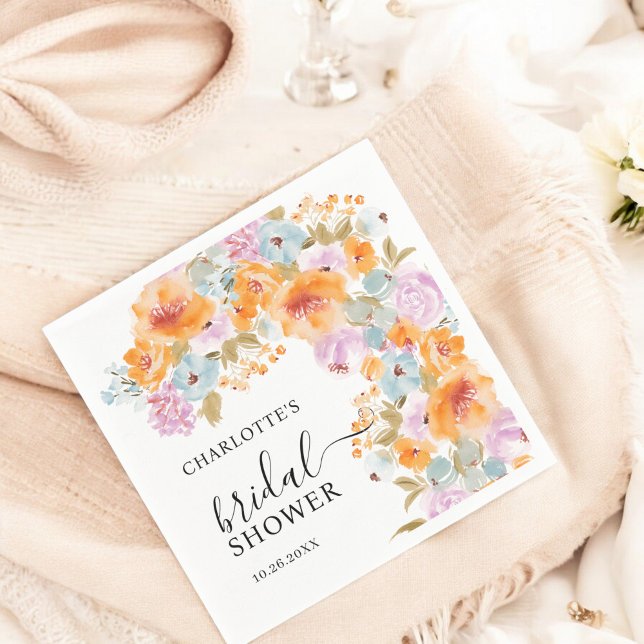 Guardanapo De Papel Chá de panela De Boho Floral Pintado À Mão (Hand-Painted Boho Floral Watercolor Bridal Shower Napkins)