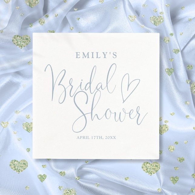 Guardanapo De Papel Chá de panela de Caligrafia Dusty Blue Script (Dusty Blue Script Calligraphy Bridal Shower Napkins)
