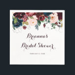 Guardanapo De Papel Chá de panela de Caligrafia Ilustrada por Aquarela<br><div class="desc">Estes guardanapos de chá de panela ilustrados por aquarelas são perfeitos para um simples chá de casamento. A design apresenta marinho de aquarela pintada à mão artística azul,  burgundy,  vermelha,  rosas de pincel e peônias com folhas verdes elegantes,  inspirando a colorida beleza do outono idílico.</div>