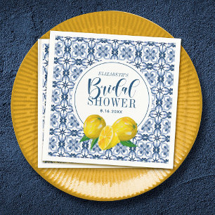 Guardanapo De Papel Chá de panela de Casamento de Azulejo Azul Italian