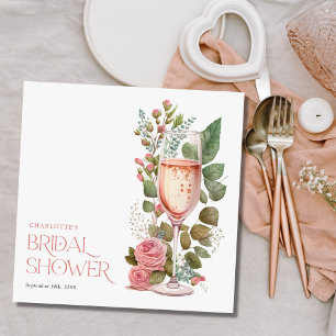 Guardanapo De Papel Chá de panela de Champanhe Floral Rosa Personaliza