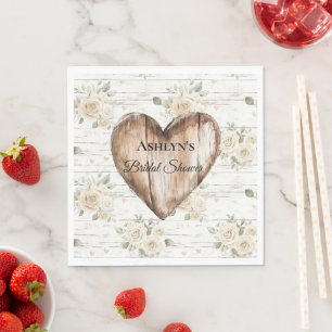 Guardanapo De Papel Chá de panela de Coração de Madeira Boho Faux Flor