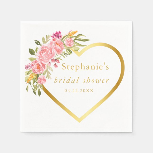 Guardanapo De Papel Chá de panela de Coração Floral Rosa (Frente)