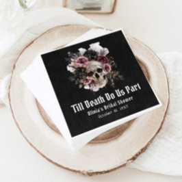 Guardanapo De Papel Chá de panela de Crânio Floral do Halloween Preto